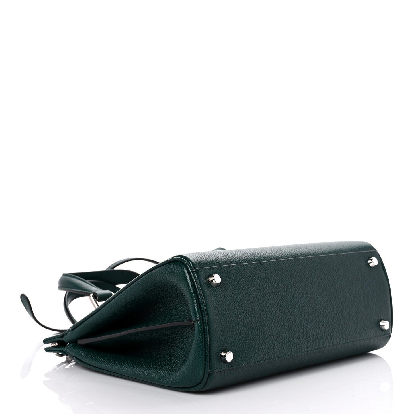 Grainy Calfskin Small Zumi Top Handle Bag Vintage Green