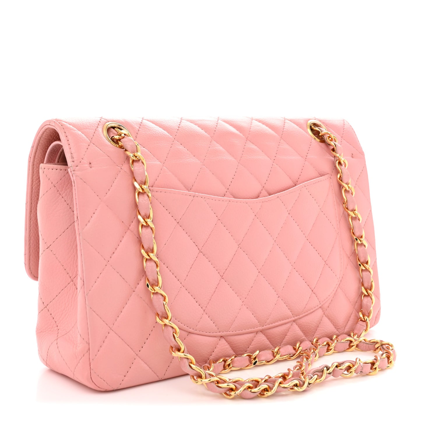 Caviar Quilted Medium Double Flap Pink