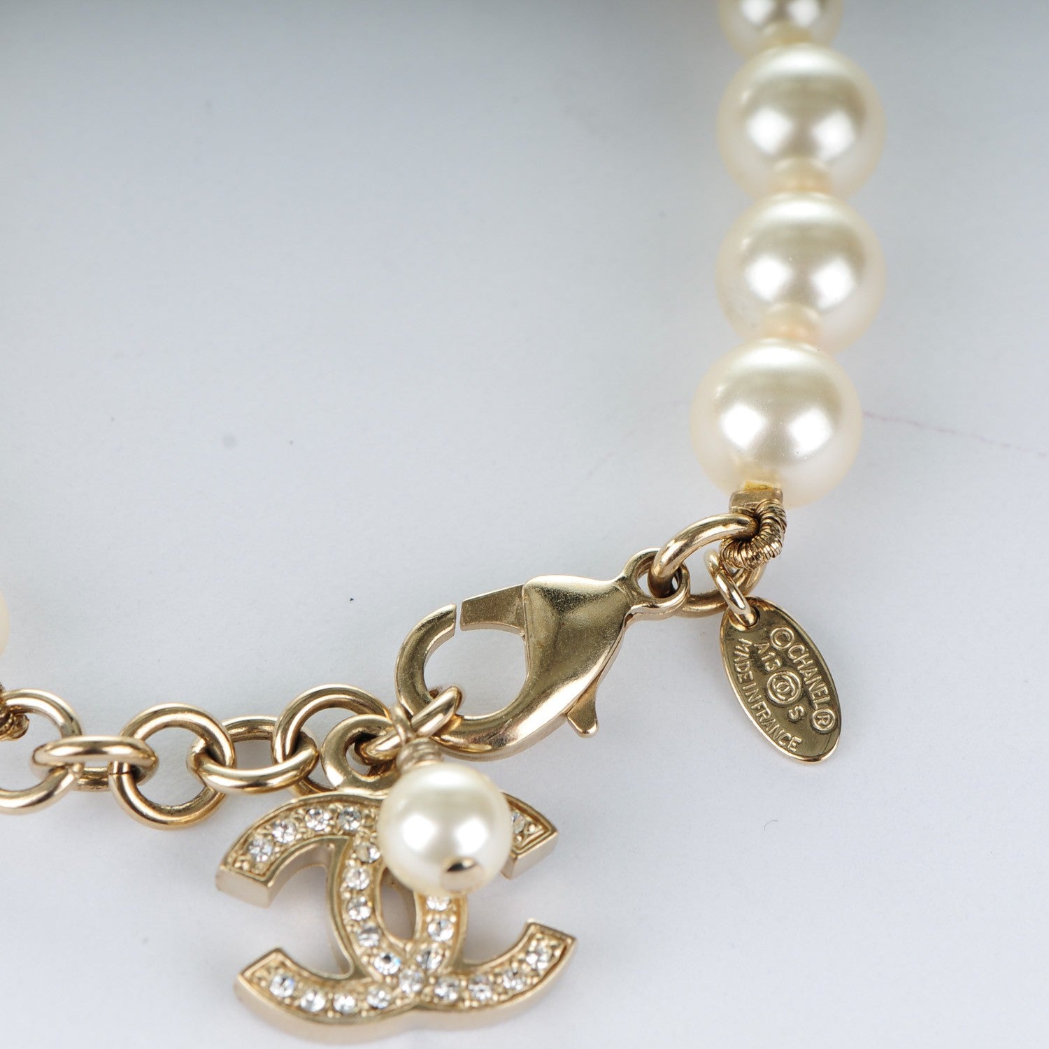 Chanel Pearl Crystal CC Bracelet Gold 4 of 4