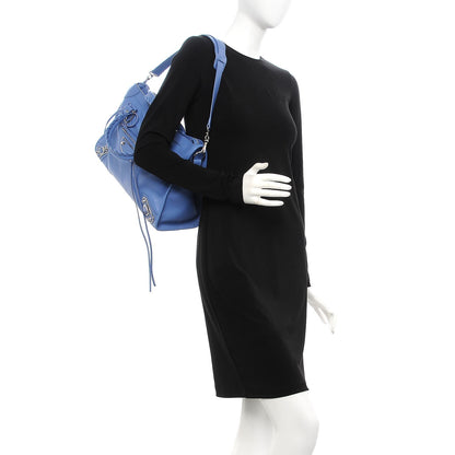 Balenciaga Chevre Silver Metallic Edge Hardware City Bleu Bleuet 2 of 8