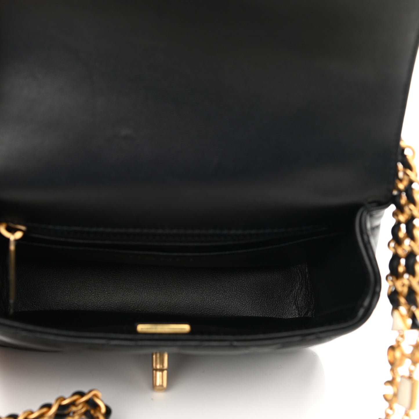 Lambskin Enamel Quilted Mini Flap Black