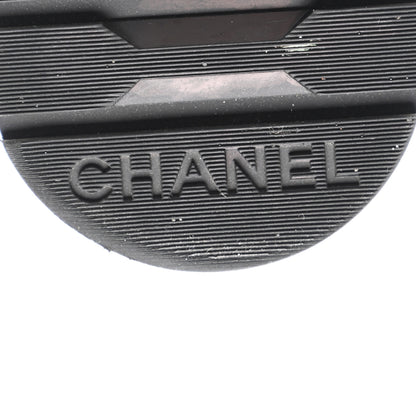 Chanel Fabric Grosgrain Quilted Cap Toe Lace Up Combat Boots 38.5 White Black 7 of 9