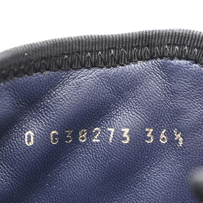 Chanel Fabric Grosgrain Quilted Cap Toe Lace Up Combat Boots 36.5 Navy Black 8 of 9