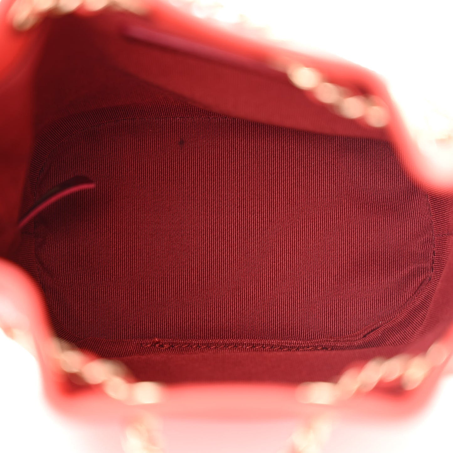 Calfskin Stitched Mini Drawstring CC Bag Red