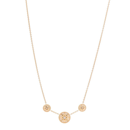 Christian Dior 18K Yellow Gold Diamond Mother of Pearl Rose Des Vents 3-Station Necklace 1 of 6