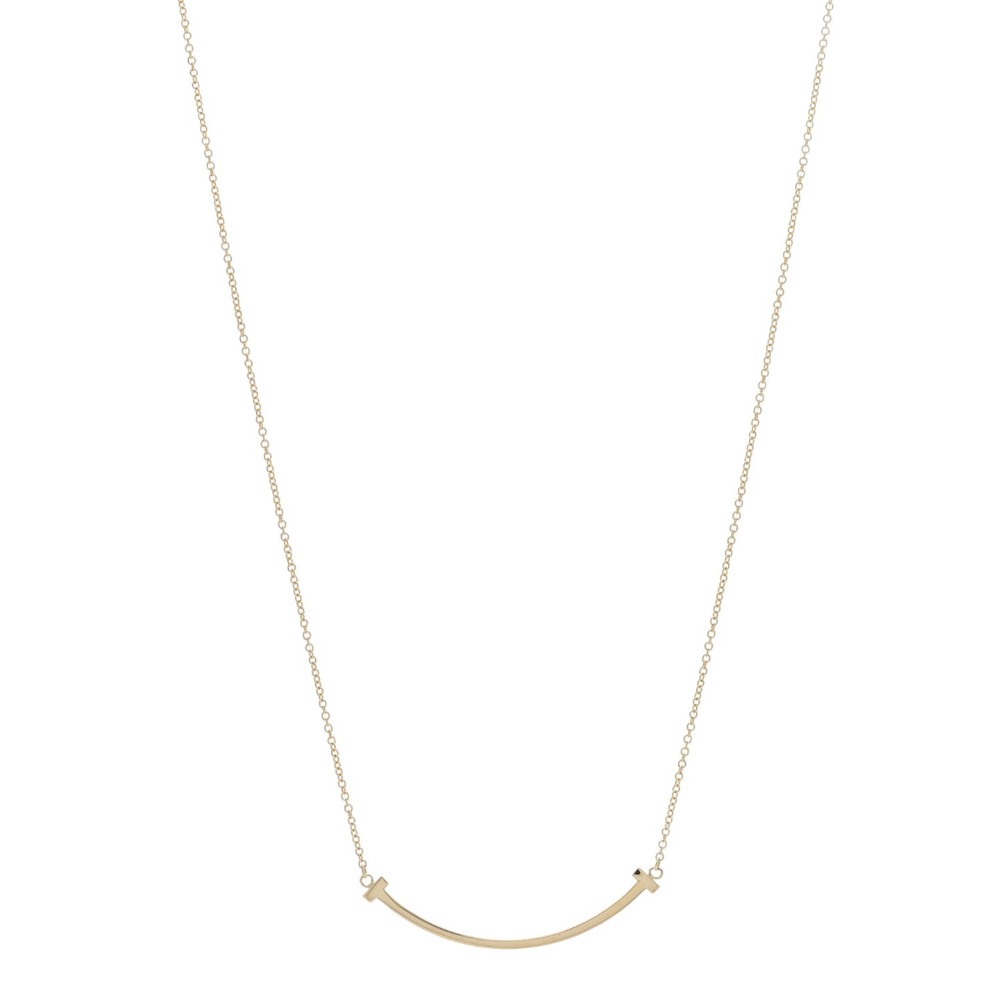 18K Yellow Gold Small T Smile Pendant Necklace