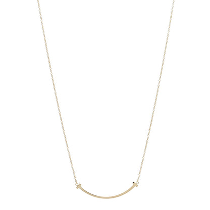 Tiffany 18K Yellow Gold Small T Smile Pendant Necklace 1 of 4