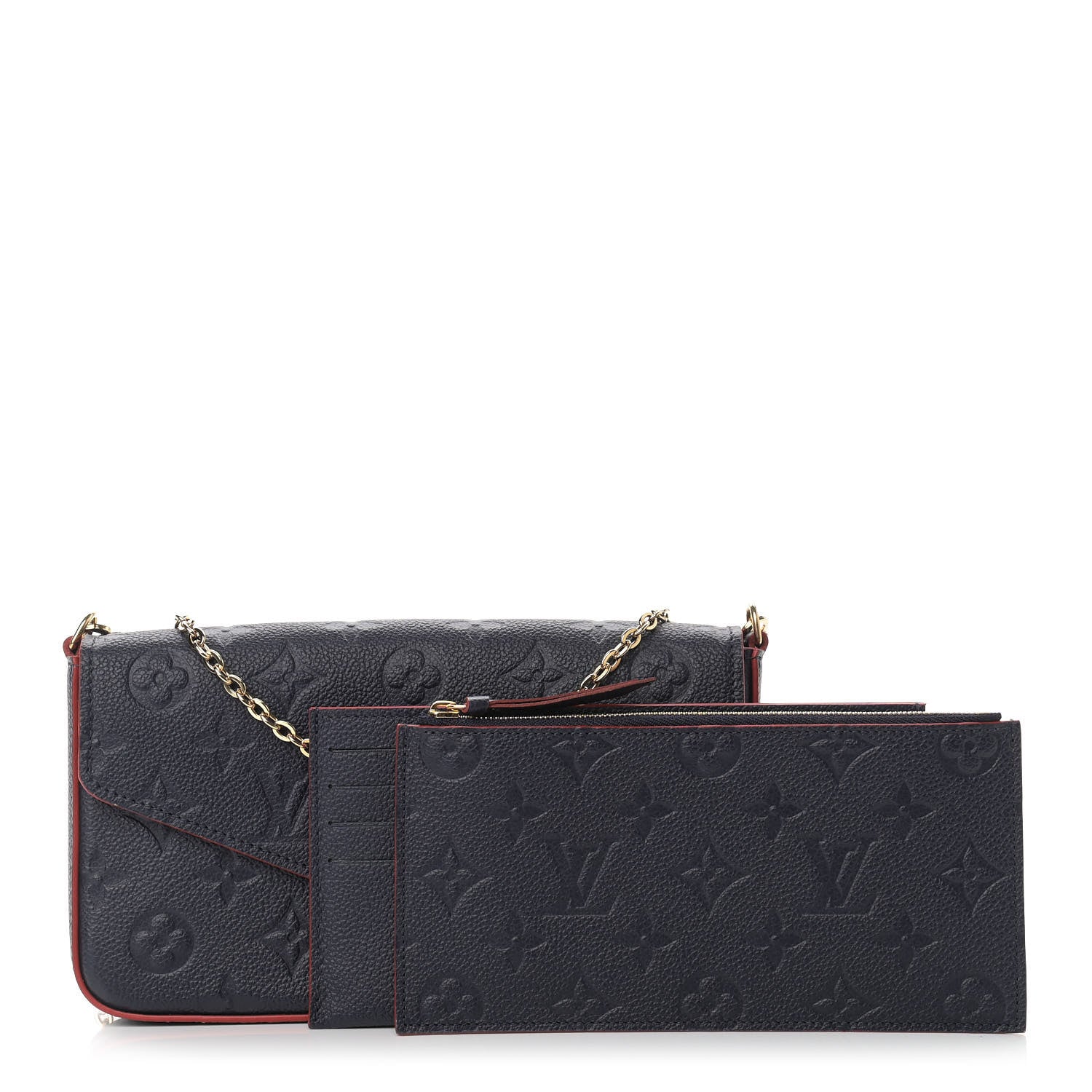 Louis Vuitton Empreinte Pochette Felicie Chain Wallet Marine Rouge 1 of 11