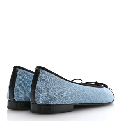 Chanel Denim Printed Quilt CC Cap Toe Ballerina Flats 36 Light Blue Dark Grey 4 of 9