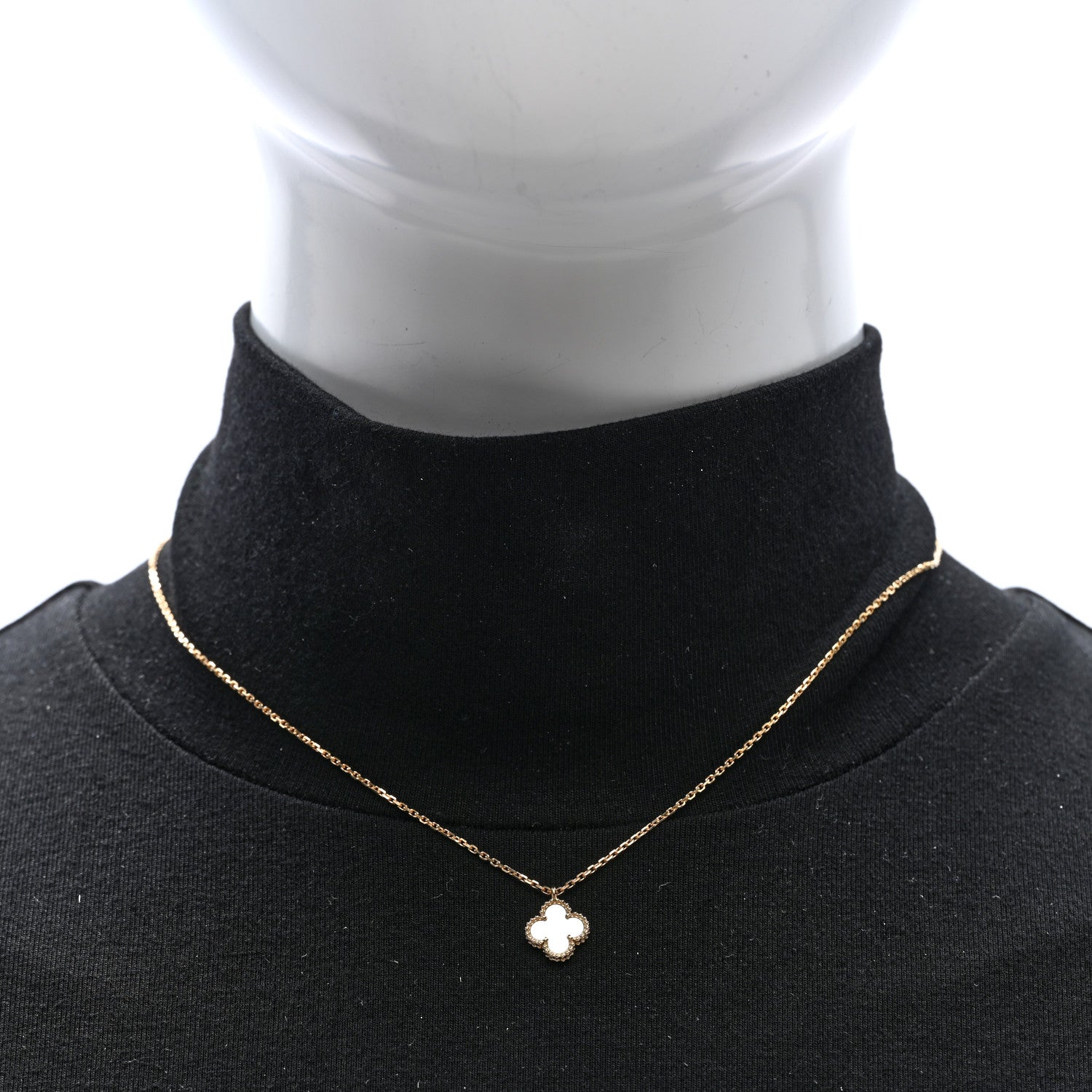 Van Cleef & Arpels 18K Yellow Gold Mother of Pearl Sweet Alhambra Pendant Necklace 2 of 4