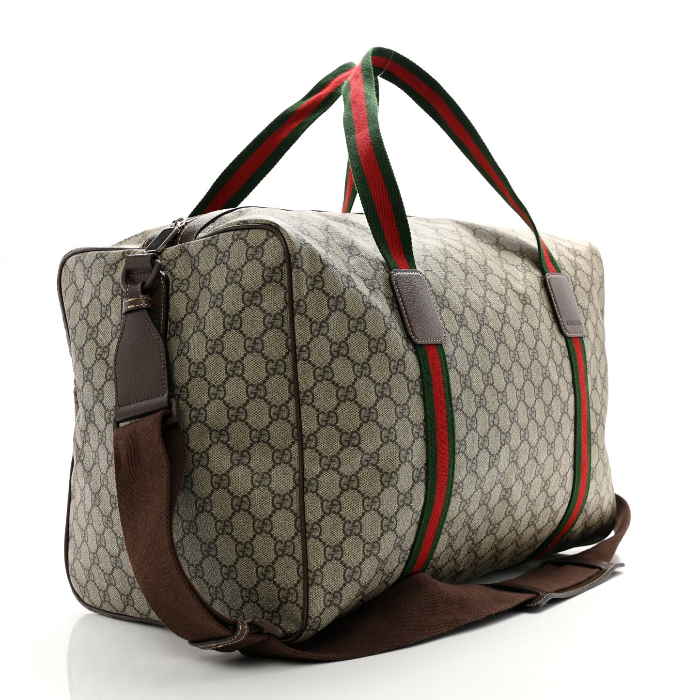 GG Supreme Monogram Web Medium Duffle Bag Brown