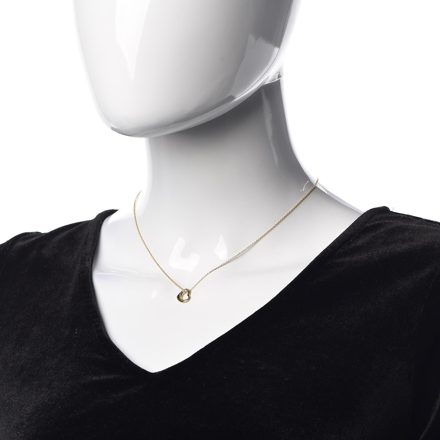 Tiffany 18K Yellow Gold Elsa Peretti Small Open Heart Pendant Necklace 2 of 7