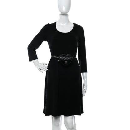 Chanel Lambskin Quilted CC In Love Heart Waist Belt Bag With Chain Black 2 of 11