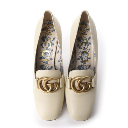 Gucci Malaga Kid GG Victoire 95mm Loafer Pumps 40 Vintage White 5 of 10