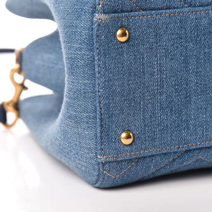 Gucci Denim Matelasse Small Pearly GG Marmont Tote Blue 12 of 13