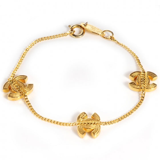 Chanel Crystal CC Chain Bracelet Gold 3 of 7