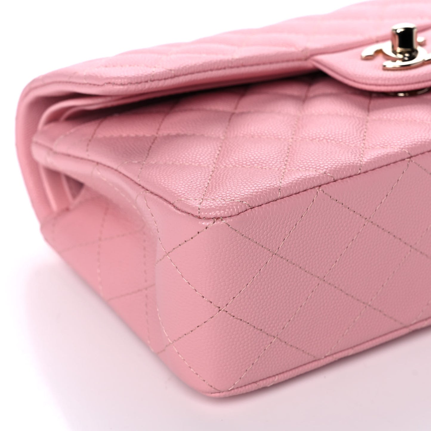 Caviar Quilted Small Double Flap Pink