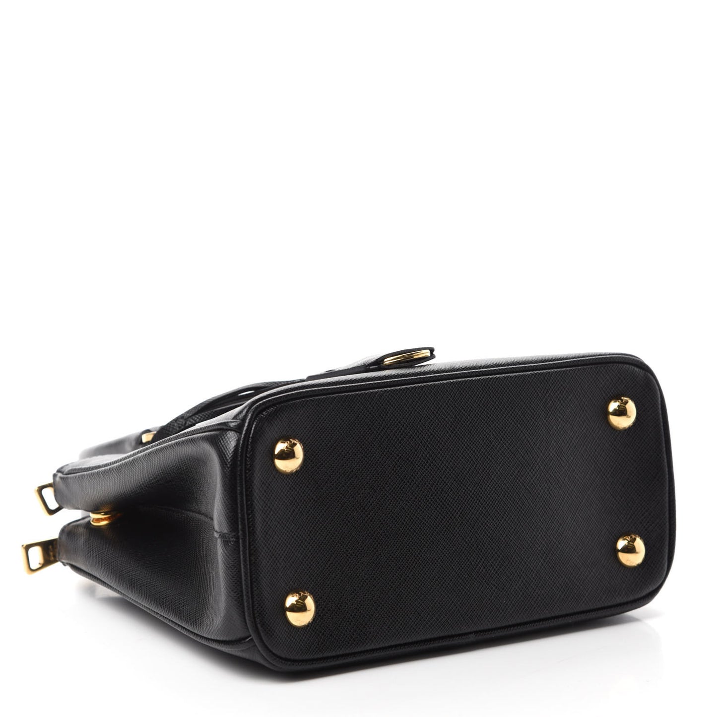 Saffiano Lux Mini Galleria Double Zip Tote Black