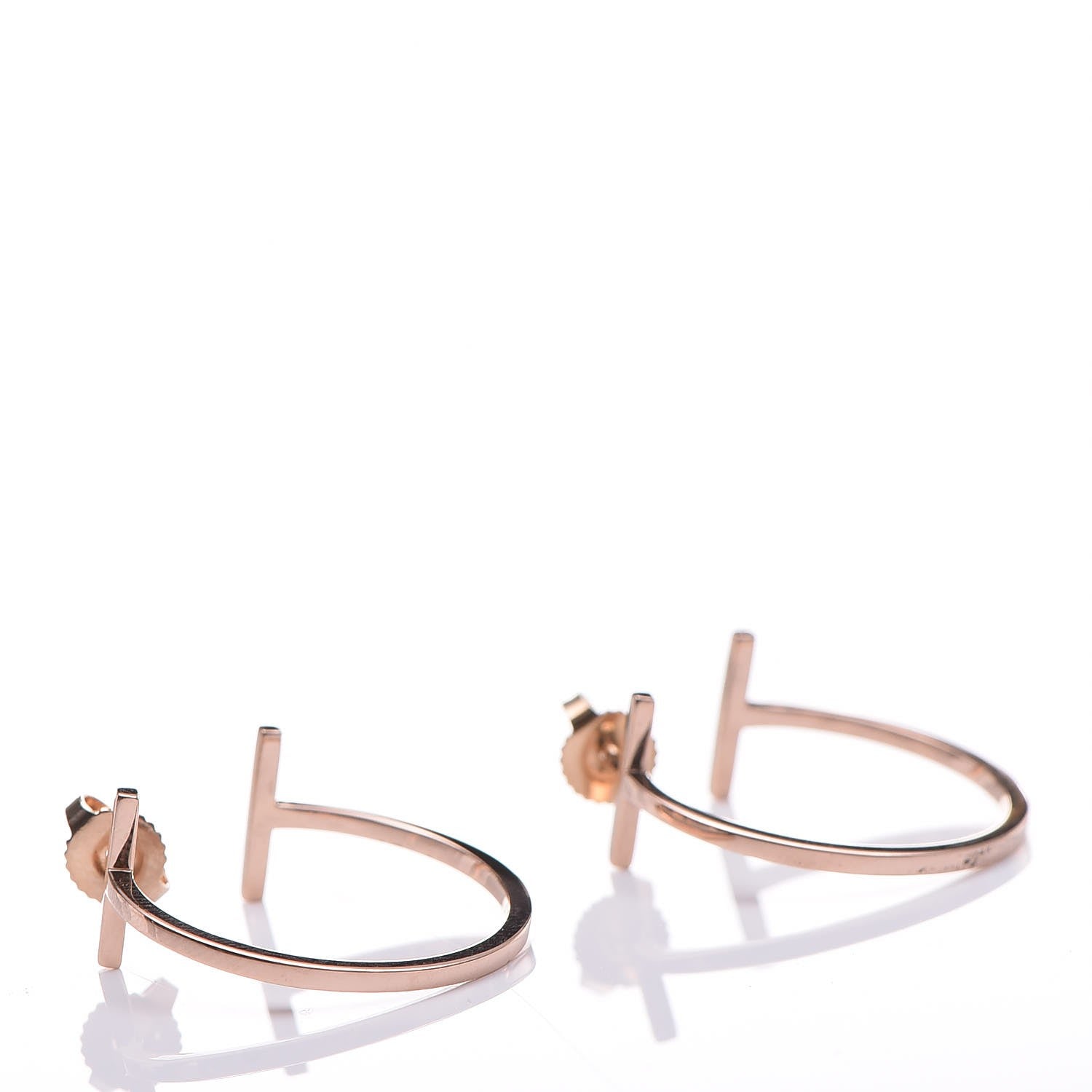 Tiffany 18K Rose Gold Medium T Wire Hoop Earrings 3 of 6