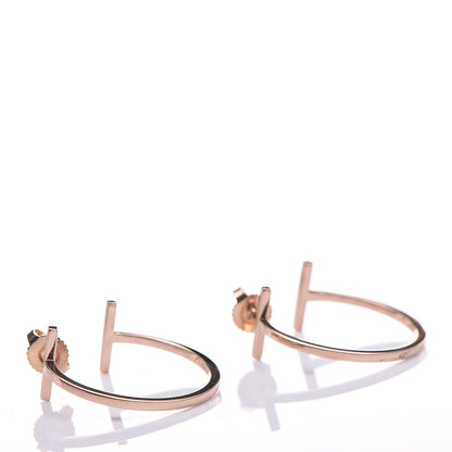 Tiffany 18K Rose Gold Medium T Wire Hoop Earrings 3 of 6
