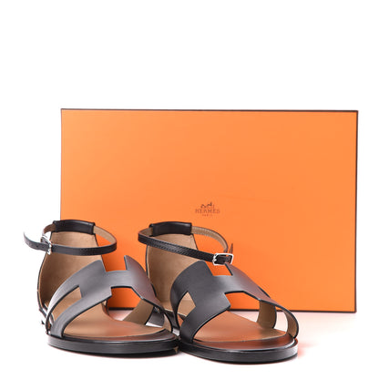 Hermes Calfskin Santorini Sandals 41 Black 8 of 8