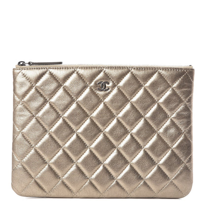 Chanel Metallic Lambskin Quilted Medium Cosmetic Case Gold 1 of 8