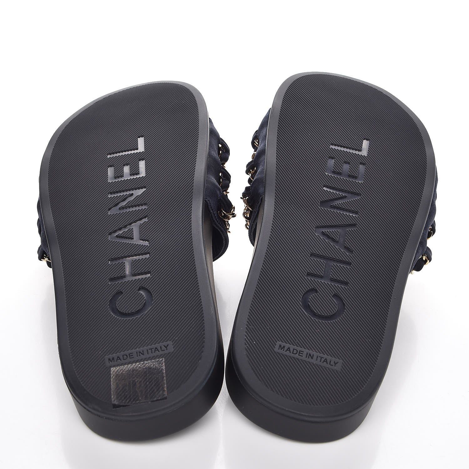 Chanel Satin Chain Flat Sandals 37 Marine 5 of 9