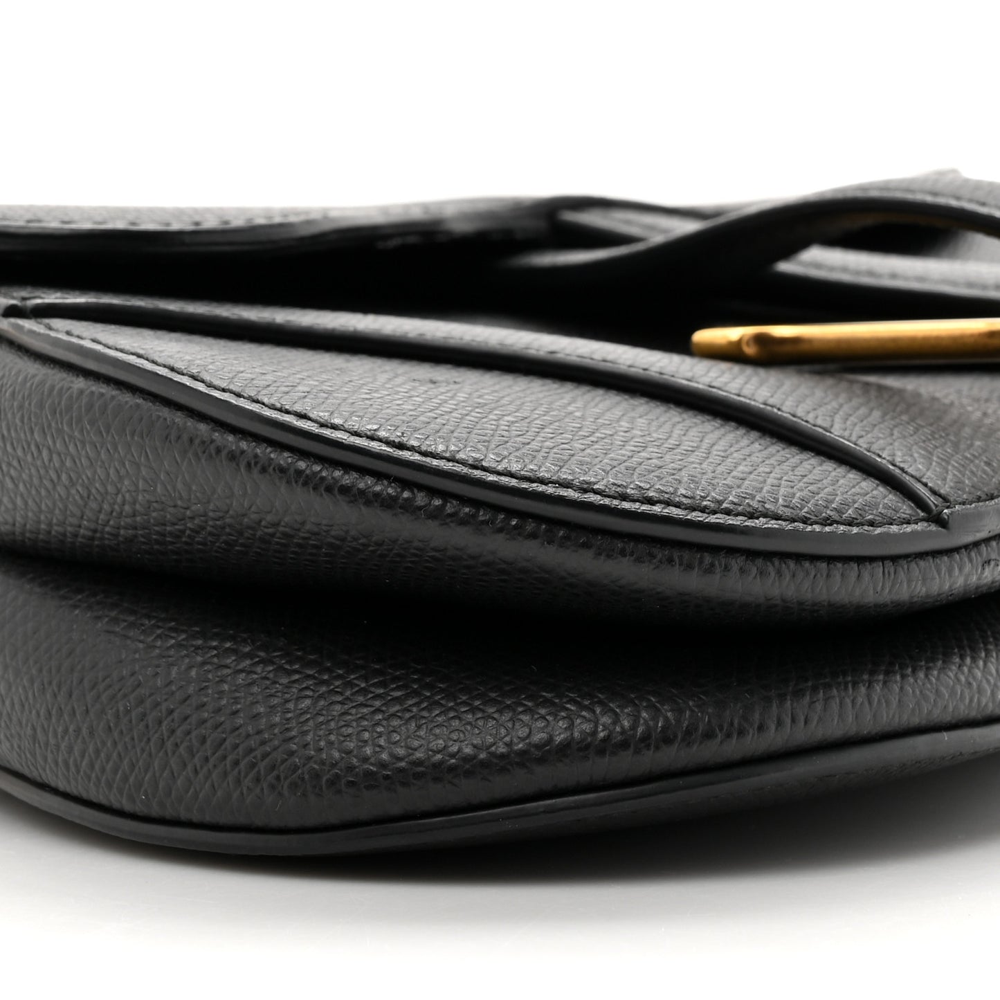 Grained Calfskin Mini Saddle Bag With Strap Black