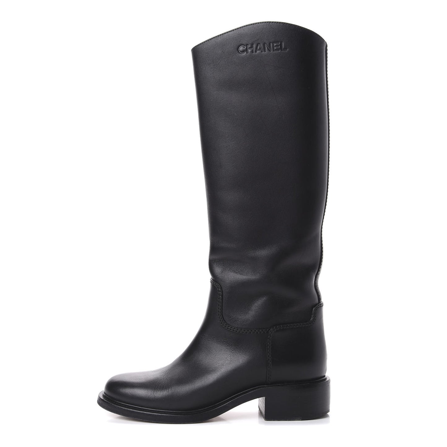 Calfskin Knee High Boots 40 Black