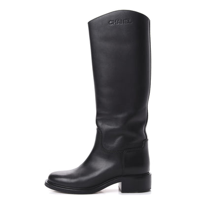 Chanel Calfskin Knee High Boots 40 Black 1 of 10