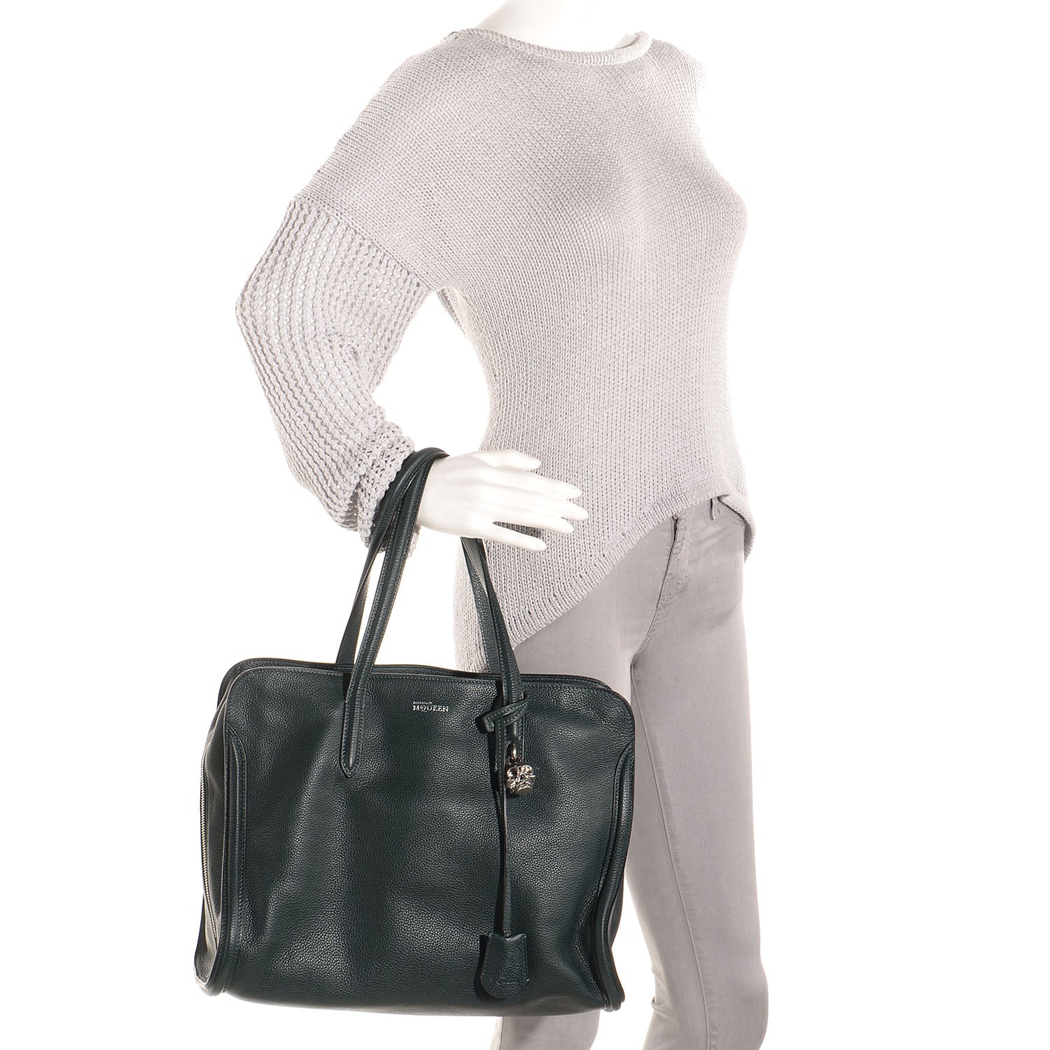 Alexander McQueen Pebbled Leather Skull Padlock Tote Tourmaline 2 of 6