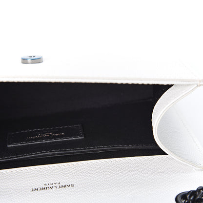Saint Laurent Grain De Poudre Small Monogram Kate Satchel Porcellana Black 4 of 9