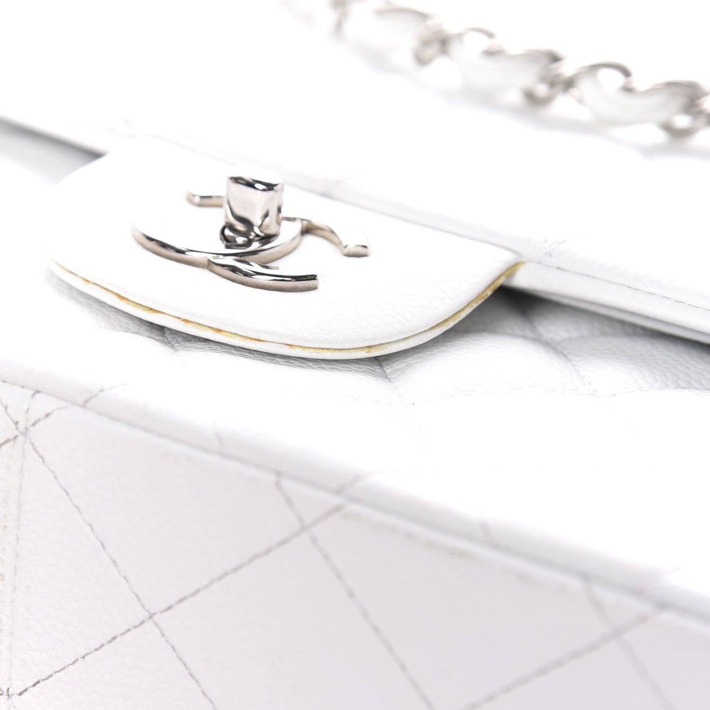 Caviar Quilted Jumbo Double Flap White