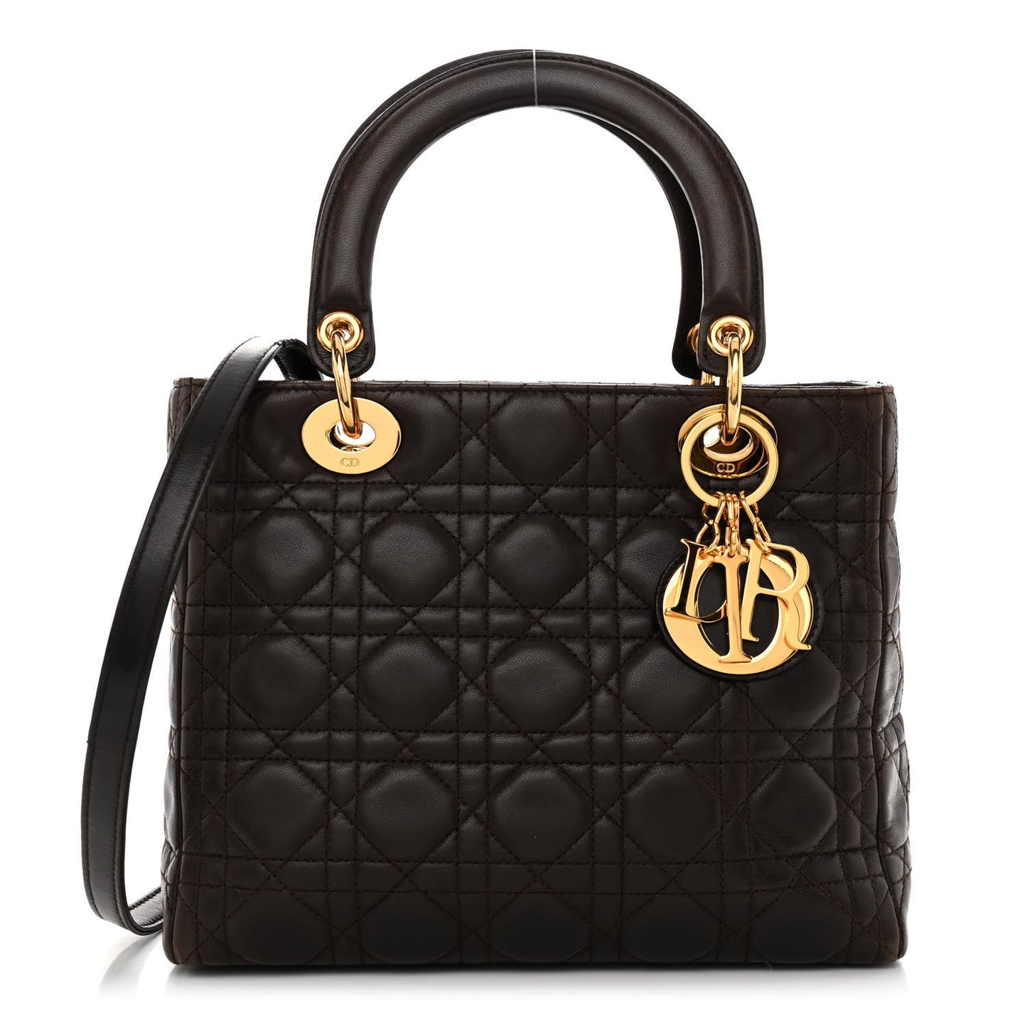 Lambskin Cannage Medium Lady Dior Dark Brown