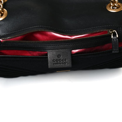 Gucci Velvet Matelasse Small GG Marmont Shoulder Bag Black 6 of 16