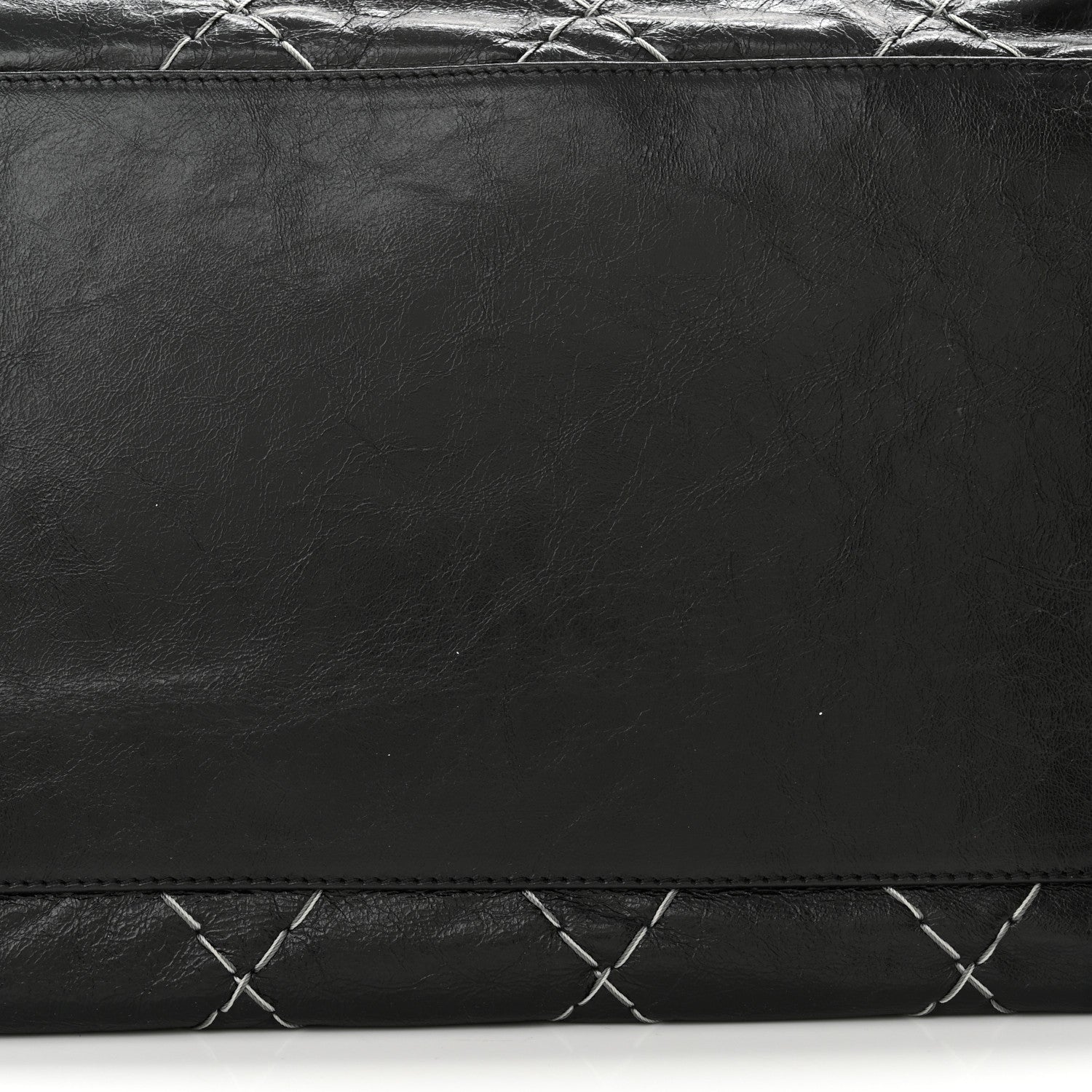Chanel Glazed Goatskin Double Contrast Stitch Tote Black Black Black 12 of 12