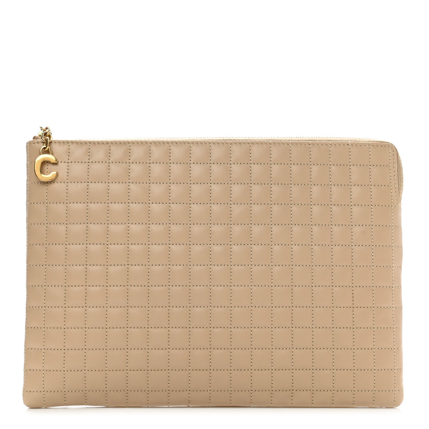 Celine Calfskin Quilted C Charm Pouch Nude 1 of 8
