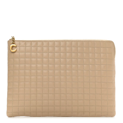 Celine Calfskin Quilted C Charm Pouch Nude 1 of 8