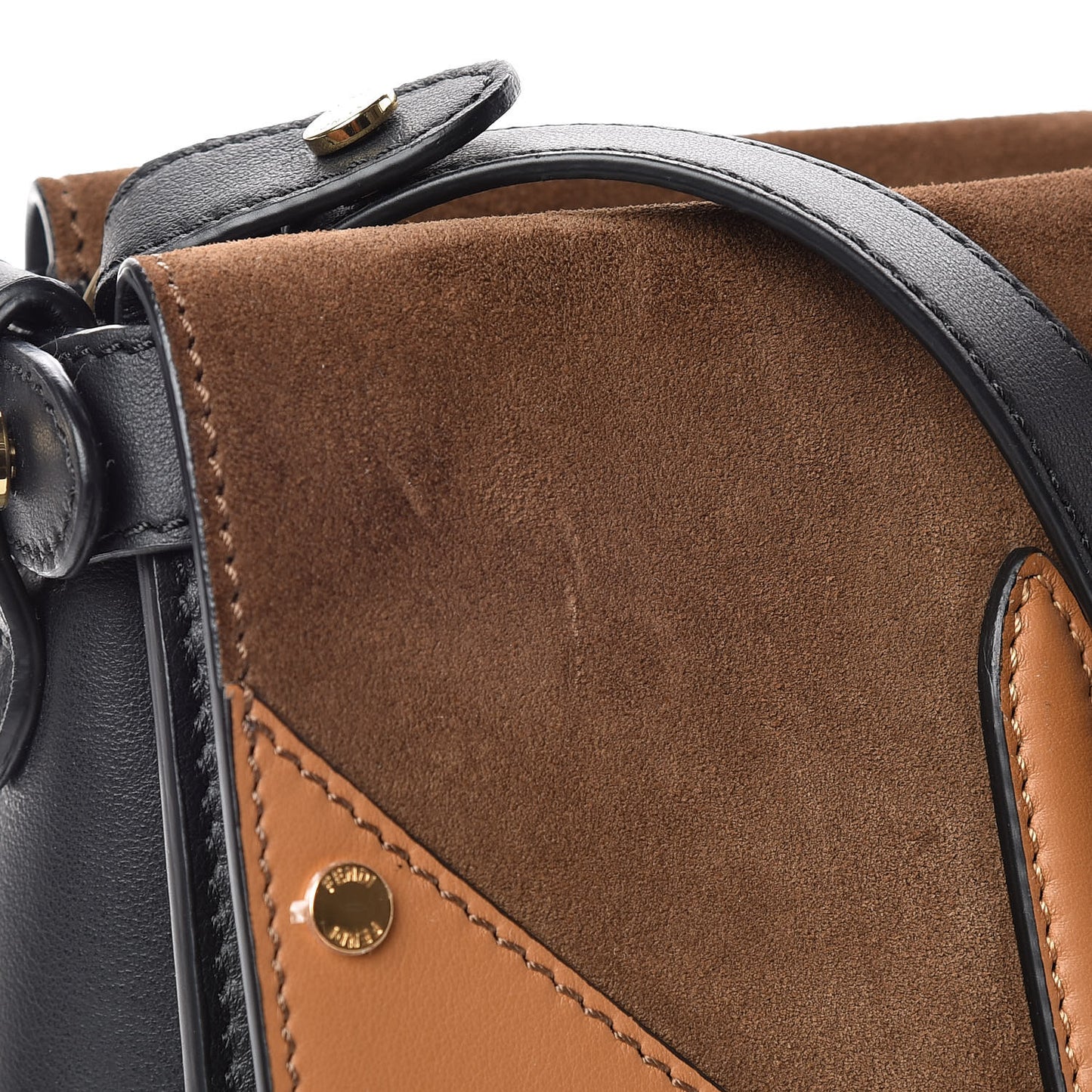Vitello Grace Suede Flip Tote Black Nocciola Marrone