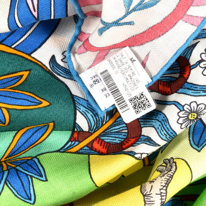 Hermes Cashmere Silk La Danse Des Amazones Shawl 140 Rouge Vert Multicolor 6 of 6