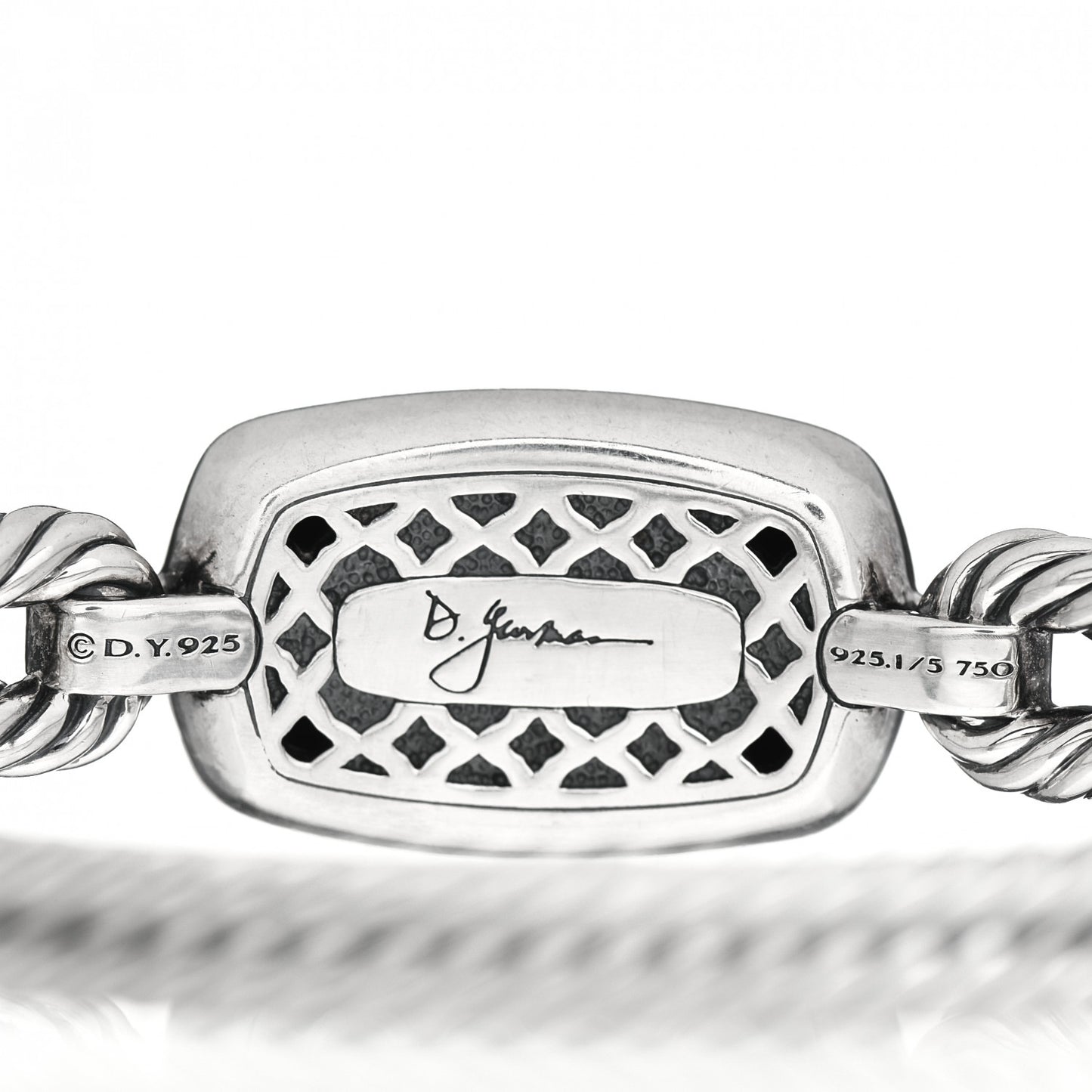 Sterling Silver 18K Yellow Gold Diamond Elongated Albion Cable Bracelet