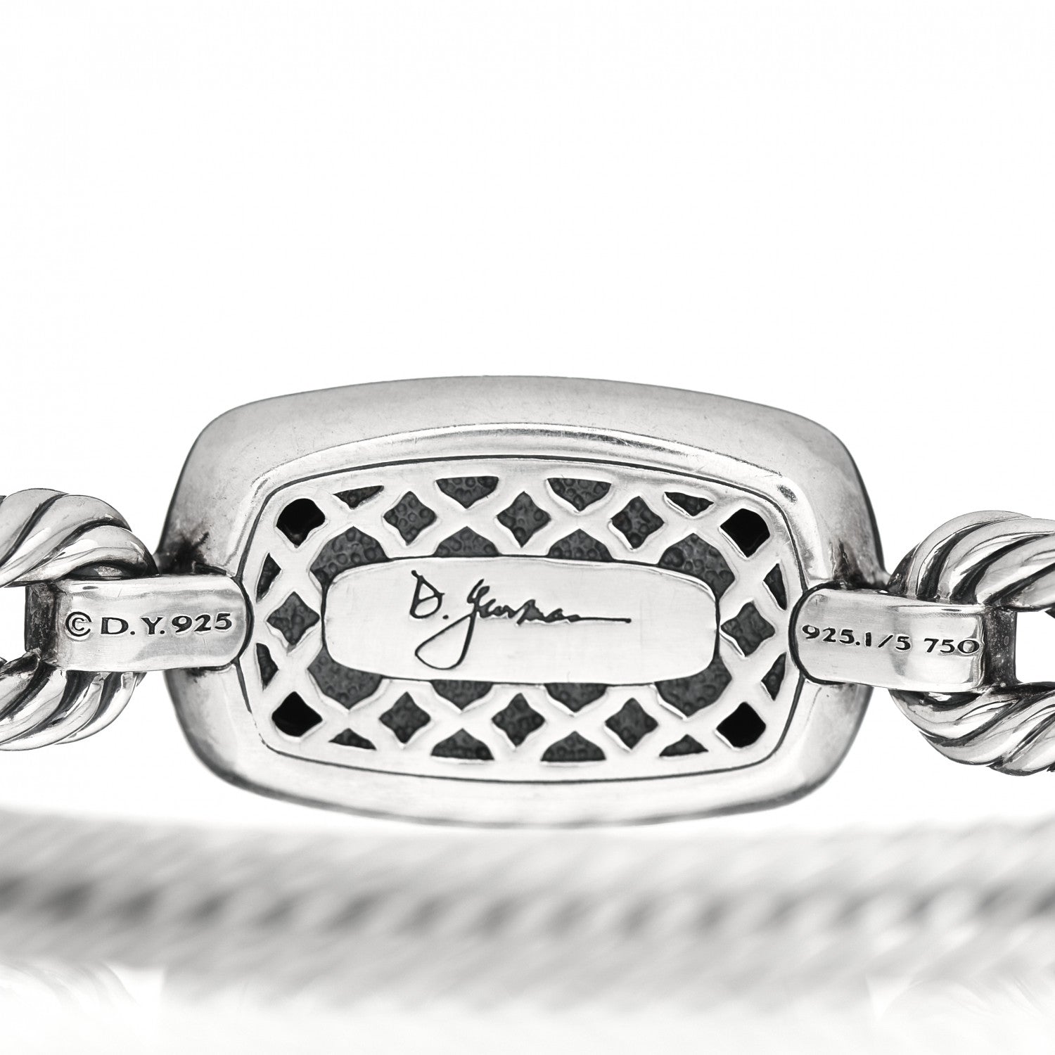 David Yurman Sterling Silver 18K Yellow Gold Diamond Elongated Albion Cable Bracelet 4 of 4