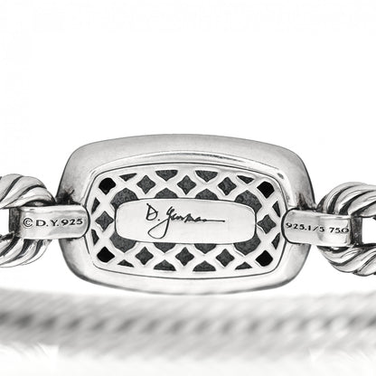 David Yurman Sterling Silver 18K Yellow Gold Diamond Elongated Albion Cable Bracelet 4 of 4