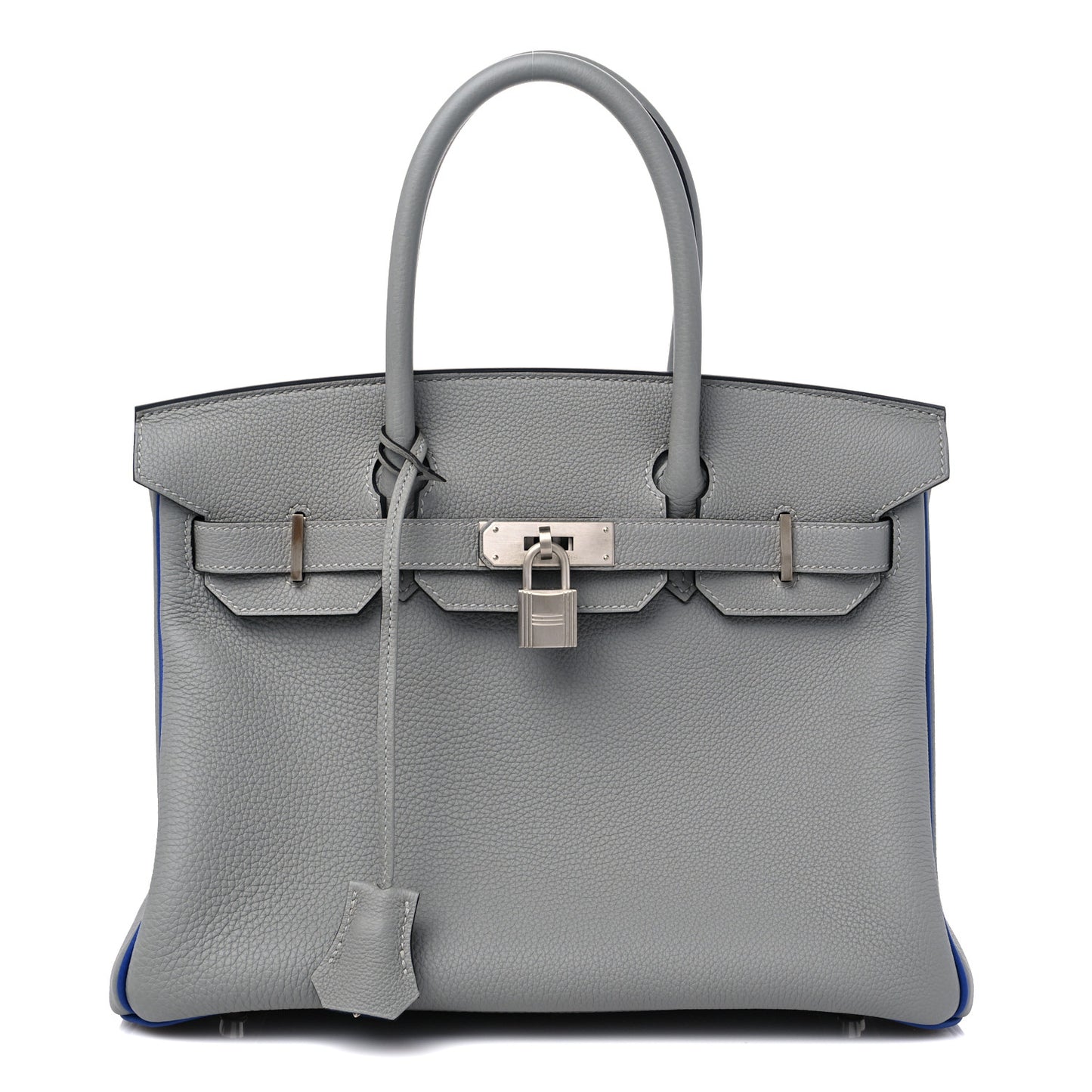 Togo Horseshoe Birkin 30 Gris Mouette Bleu Electrique