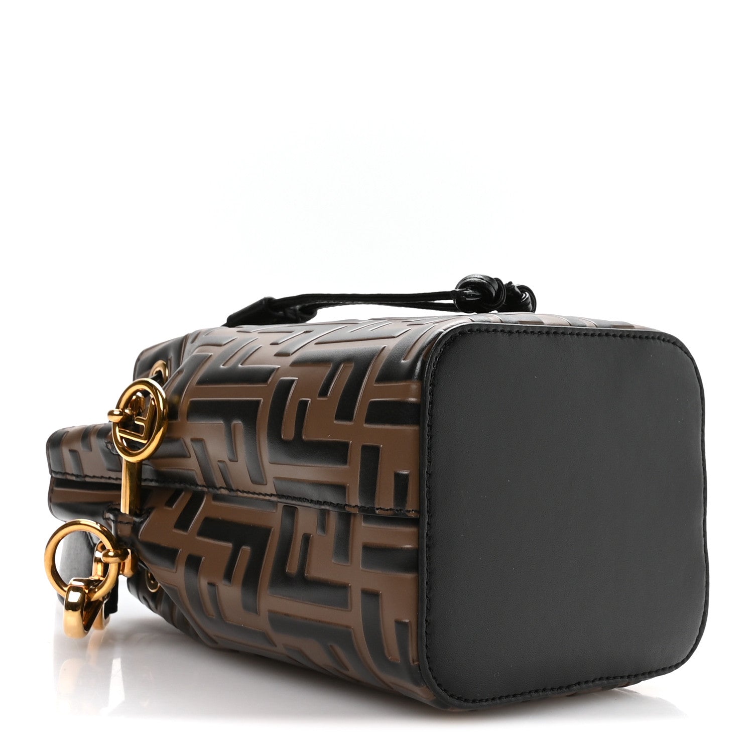 Fendi Vitello Liberty F is Fendi Bi-Color FF 1974 Embossed Mini Mon Tresor Bucket Bag Maya Black 4 of 10