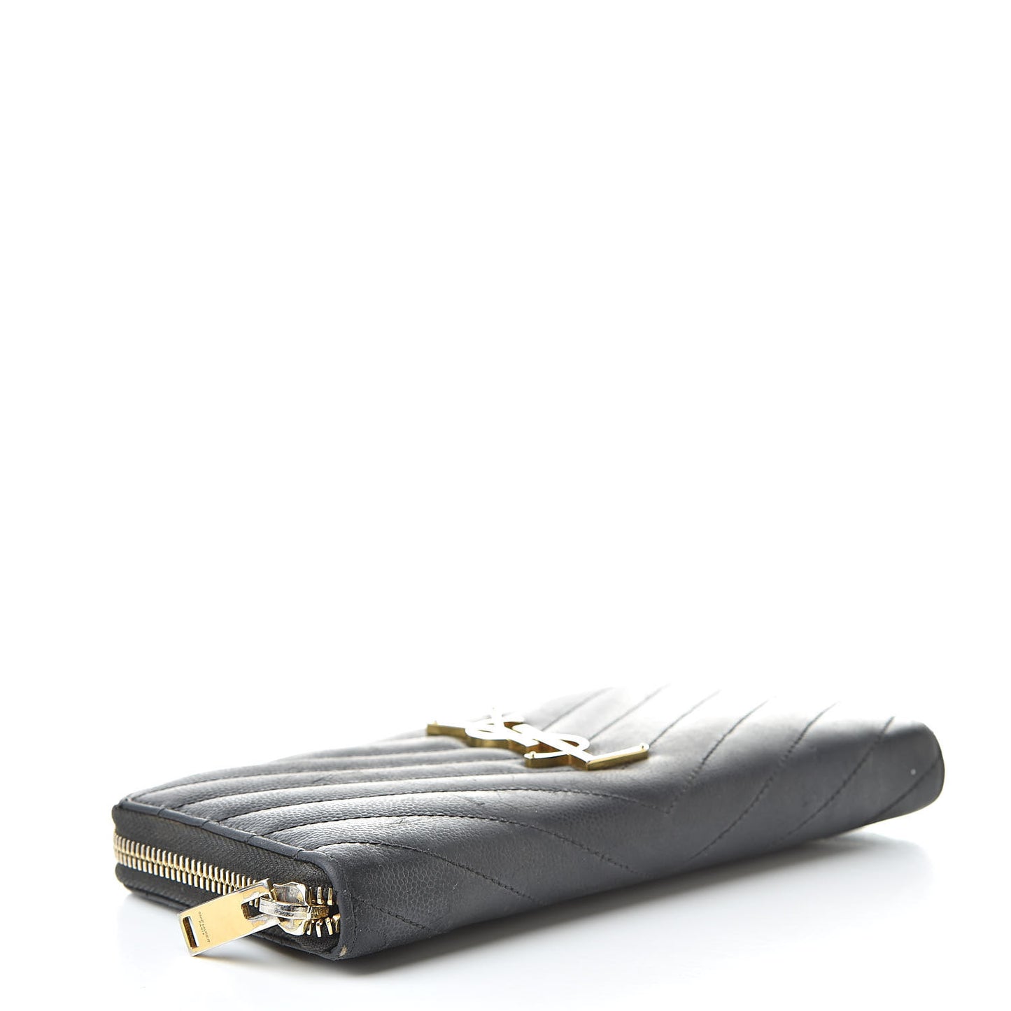 Grain De Poudre Matelasse Chevron Monogram Zip Around Wallet Grey