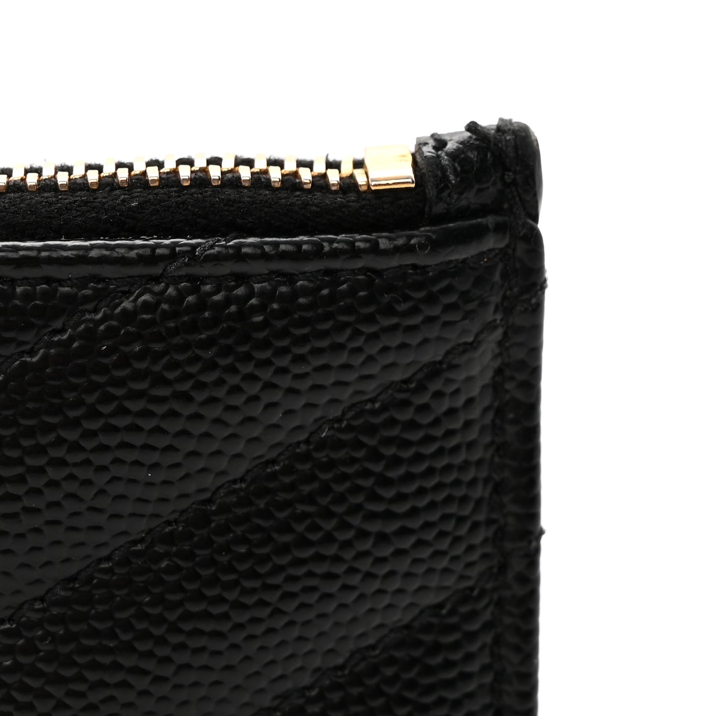 Grain De Poudre Matelasse Chevron Monogram Fragments Zippered Card Case Black