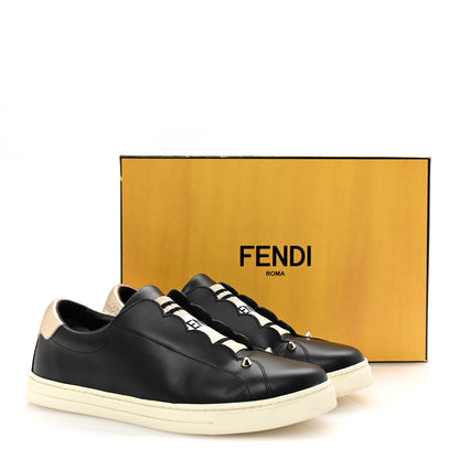 Fendi Vitello Lurex Rockoclick Slip On Sneakers 38 Black Gold 10 of 10