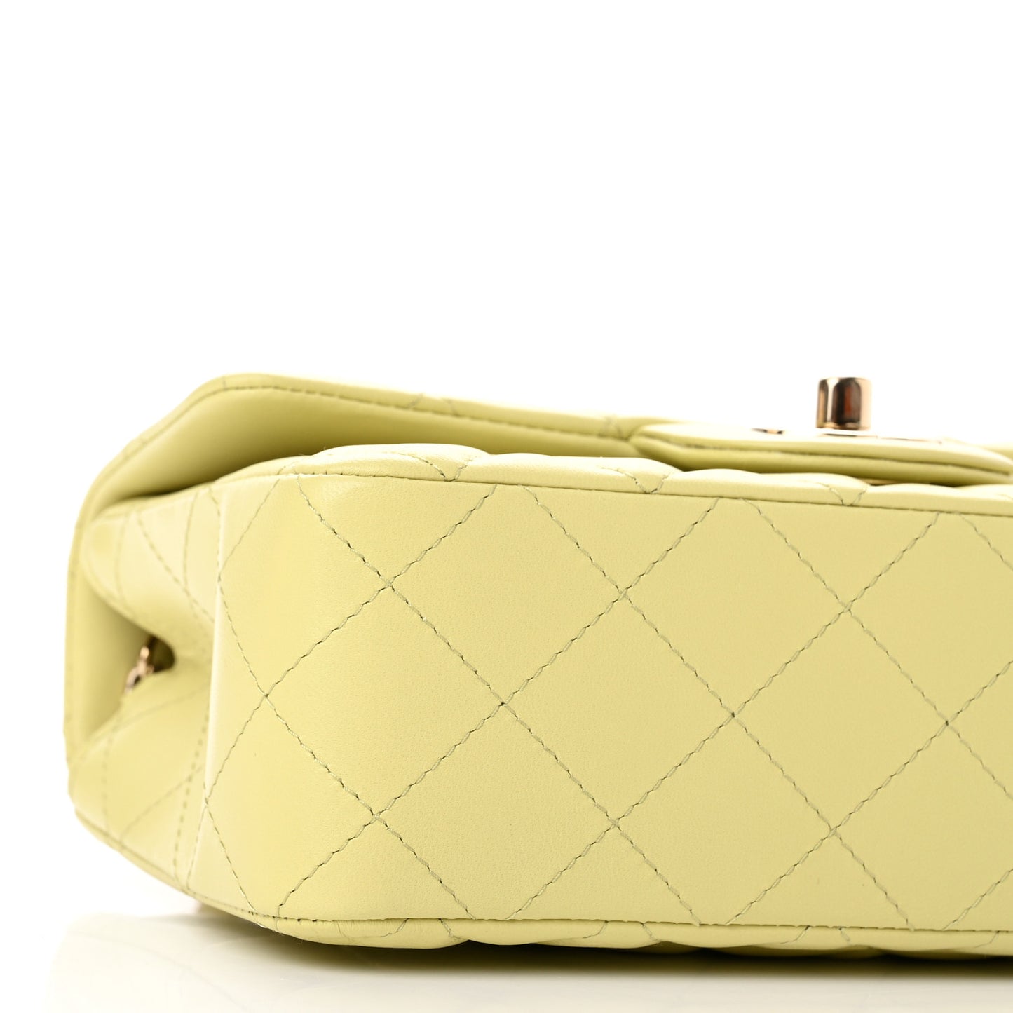 Lambskin Quilted Mini Rectangular Flap Light Green