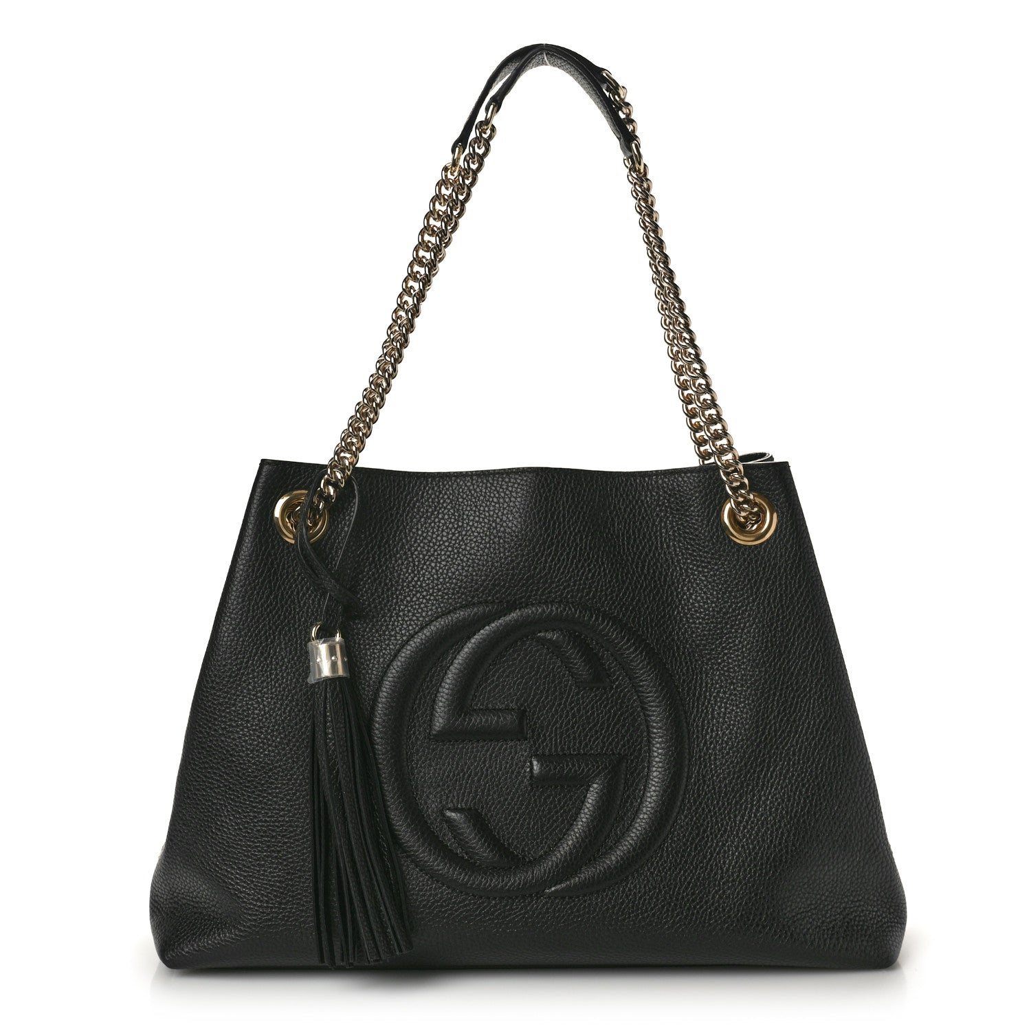 Gucci Pebbled Calfskin Medium Soho Chain Shoulder Bag Black 1 of 10